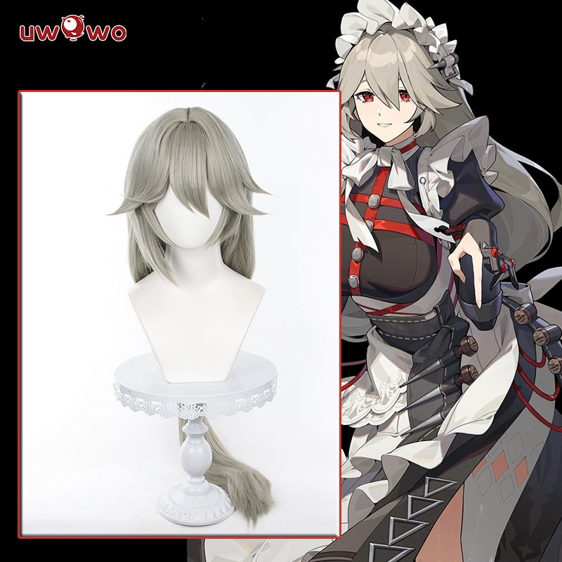 Uwowo Game Zenless Zone Zero/ZZZ Rina Alexandrina Maid Cosplay Wig Long Grey Hair