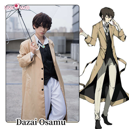 Uwowo Collab Series: Anime Bungou Stray Dogs Dazai Osamu Cosplay Costume Khaki Color Colak