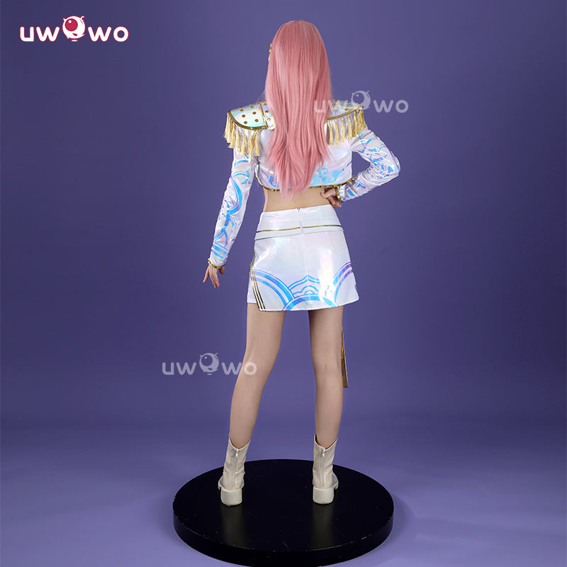 Uwowo Collab Series: Kpop Mira White Holographic Performance Cosplay Costume XS-3XL