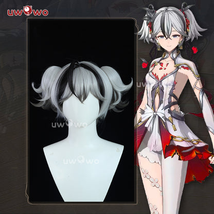 Uwowo Game Wuthering Waves Chun Camellya Cosplay Wig Middle Black And Silver Hair With Ponytails