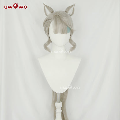 Uwowo Game Genshin Impact Fontaine Lynette Cosplay Wig Silver Highlighted Long Hair With Ears