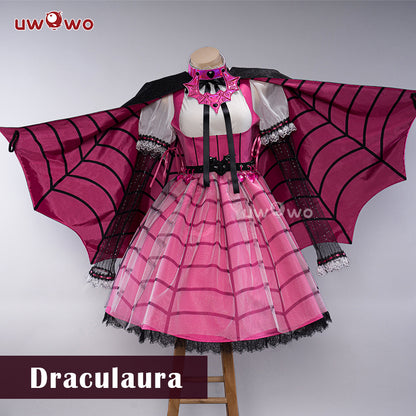 【In Stock】Uwowo Draculaura Vampire Spiderweb Cape Beret Gothic Dress Halloween Cosplay Costume
