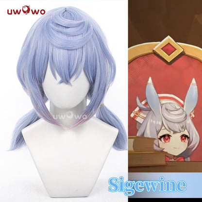 Uwowo Game Genshin Impact Sigewine Cosplay Wig  Light Blue Middle Hair