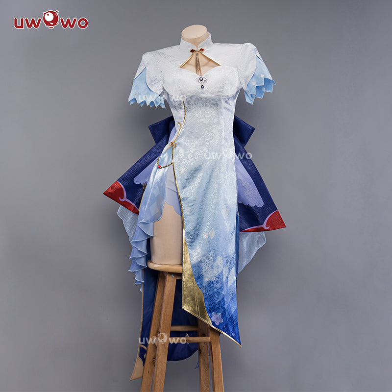 【In Stock】Uwowo Genshin Impact Fanart: Ganyu Lotus Chinese Style Dress Qipao Cosplay Costumes