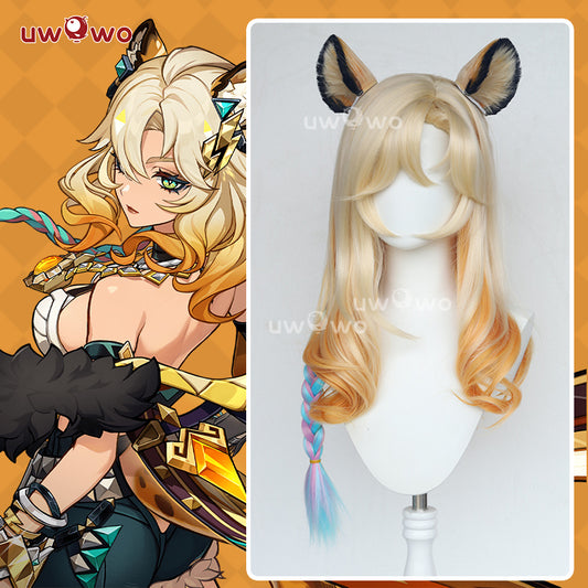 【Pre-sale】Uwowo Game Genshin Impact Xiloneni Natlan Cosplay Wig Long Yellow Hair