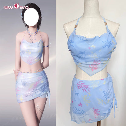 Uwowo Collab Series: Love and Deepspace MC 'My' Azure Ripples Zayne Couple Water-Ready Swimsuit Cosplay Costume S-XL