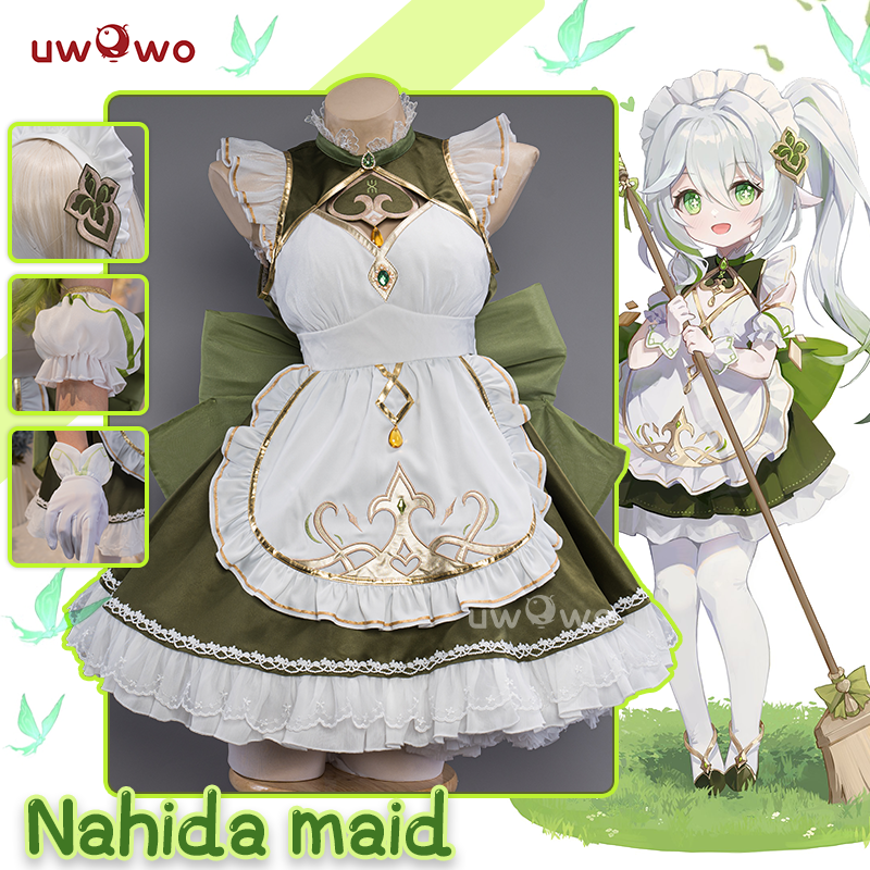 【In Stock】Uwowo Game Genshin Impact Fanart Cosplay Nahida Cute Maid Ver Cosplay Costume