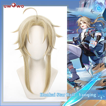 Uwowo Honkai: Star Rail Cosplay Wig Yanqing Cosplay Wig Yellow Hair