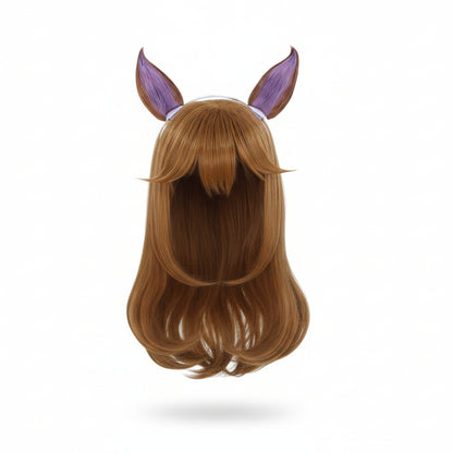Uwowo Game Fox Cosplay Wig Long Brown Hair With Ears
