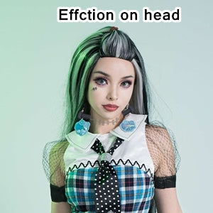 Pre sale Uwowo Monster High Wig Frankie Cosplay Wig Black Silver