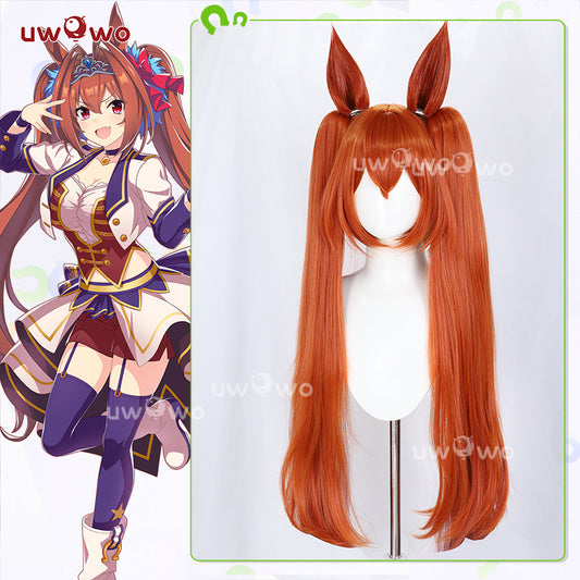 Uwowo Umamusume: Pretty Derby Daiwa Scarlet Starting Future Stage Outfit Cosplay Wig Long Brown Hair With Ponytails