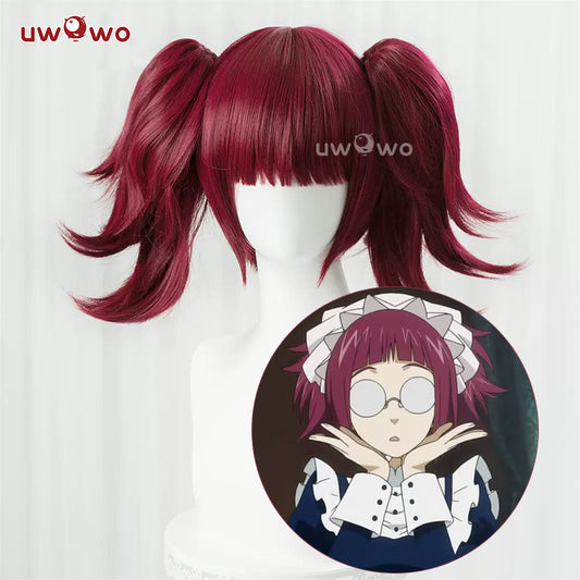 【Pre-sale】Uwowo Anime Black Butler Mey Rin Cosplay Wig Short Wine Hair