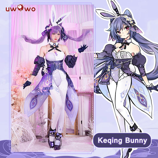 Exclusive Uwowo Genshin Impact Fanart Keqing Bunny Suit Cute Cosplay Costume