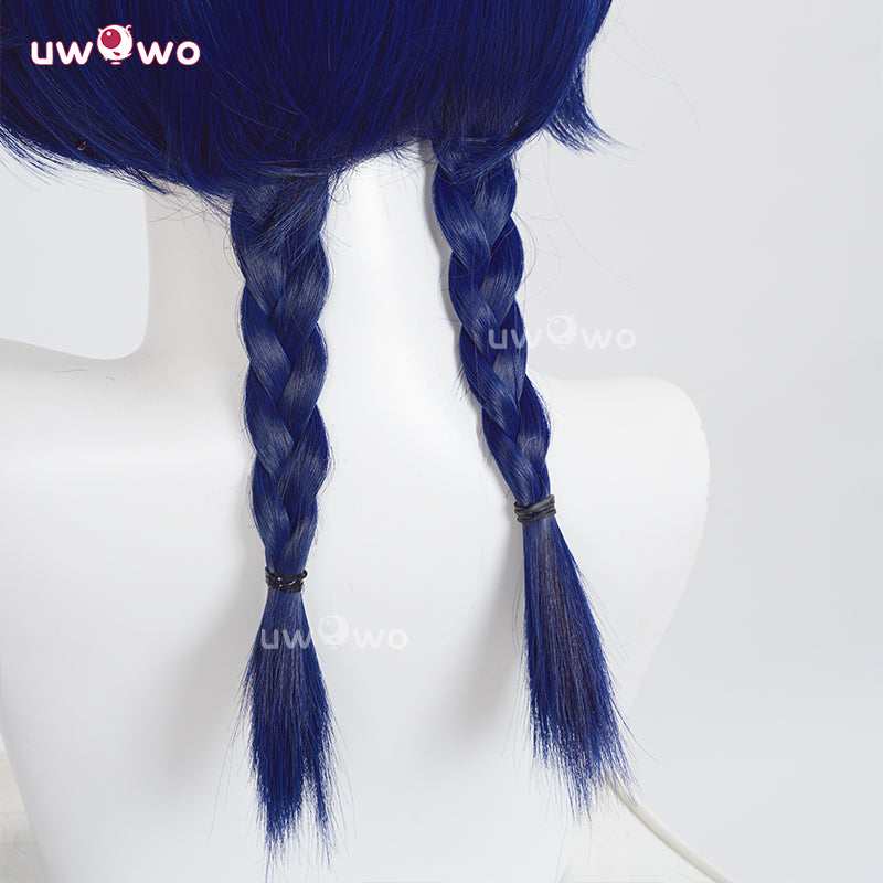 【Pre-sale】Uwowo Genshin Impact Xiangling New Year's Cheer outfit Cosplay Wig Middle Blue Hair