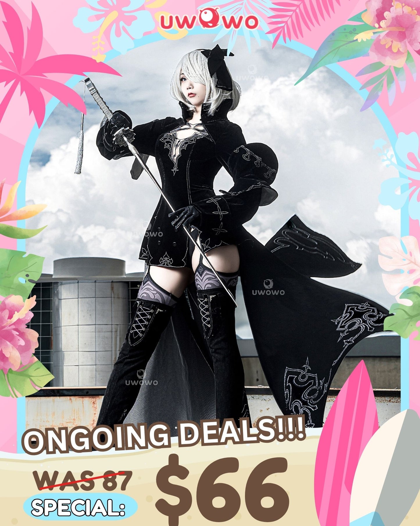 【Special Discount】Uwowo Nier: Automata 2B Reincarnation Alternate Battler Outfit Cosplay Costume