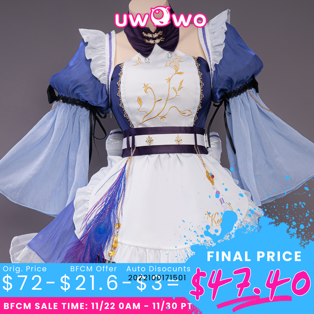 [Special Discount]【In Stock】Exclusive Authorization Uwowo Game Genshin Impact Fanart Keqing Maid Ver Cosplay Costume