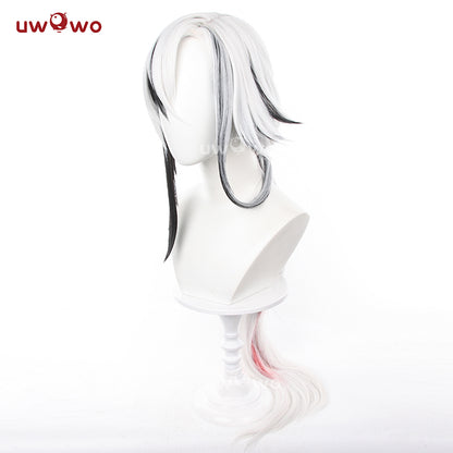Uwowo Game Genshin Impact Fatui Harbinger The Knave Arlecchino Cosplay Wig Long Silver Hair