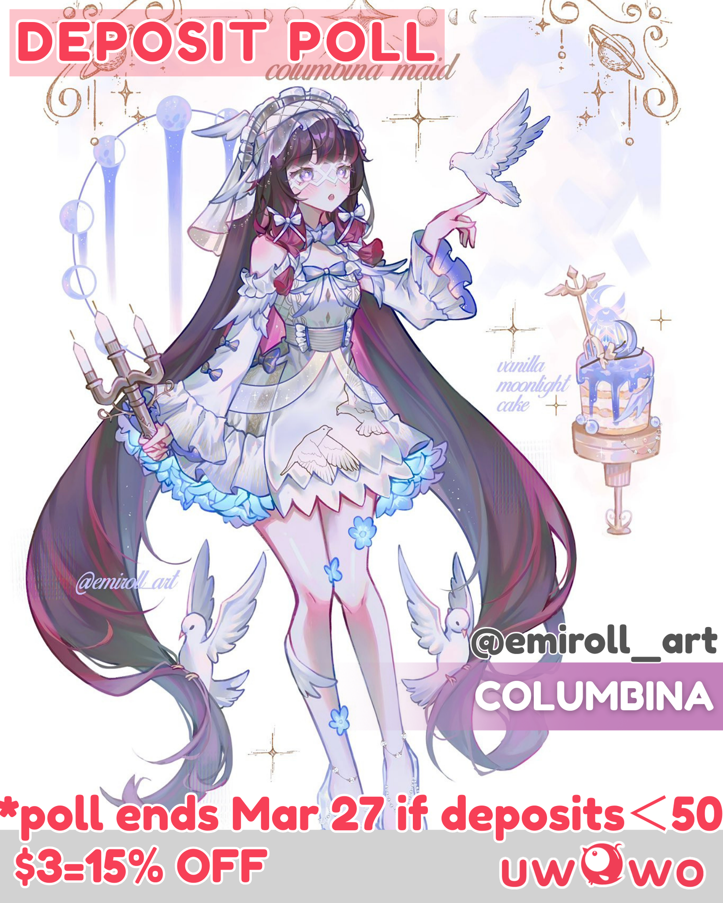 Uwowo Deposit Poll - Genshin Impact Fanart Columbina Maid Cosplay Costume