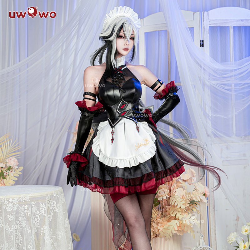 Uwowo Genshin Impact "The Knave" Arlecchino Maid Dress Cospaly Costume