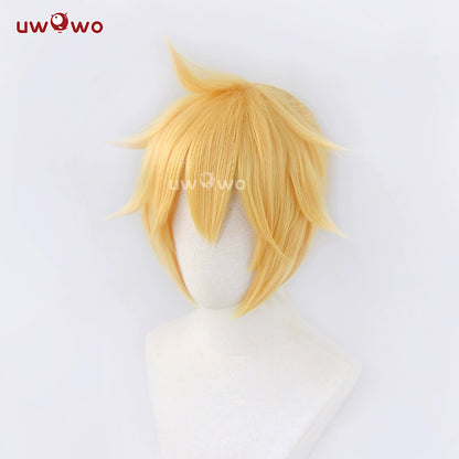 Uwowo V SInger Vocal Len Cosplay Wig Short Yellow Hair