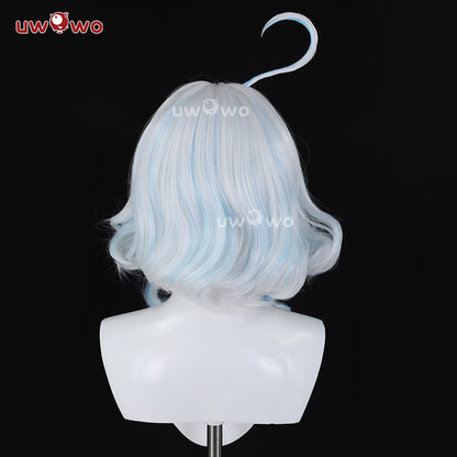 Uwowo Genshin Impact Fanart Furina Chinese Style Lolita Dress Cosplay Wig Long Gradient Blue Hair