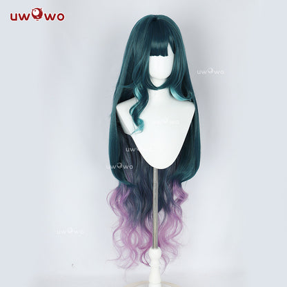 Uwowo Genshin Impact Snezhnaya Vodyanitsa Cosplay Wig Long Dark Green Hair