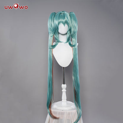 Uwowo V singer Rascal Collab Devil Wings Gothic Cosplay Wig Grenn Long Hair