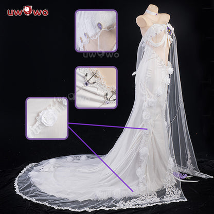 INSTOCK-Uwowo Azur Lane Musashi Oath Dress 'Purest Wisteria' Bride Cosplay Costume