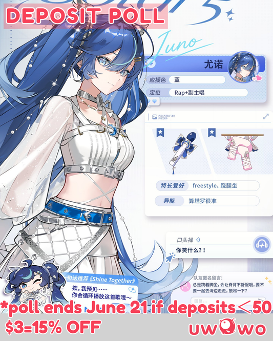 Uwowo Deposit Poll - Iuno Idol Wuthering Waves WUWA Cosplay Costume