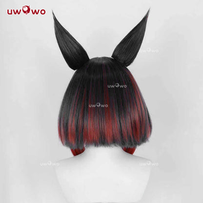 Uwowo Game Fox After Hours Mythic Variant Cosplay Wig Middle Black And Red Hair With Ears