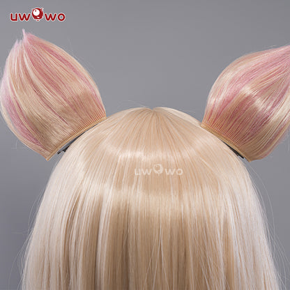 【Clearance】Uwowo POP Star Ahri Maid Cosplay Wig Long Gold Hair WIth Ears
