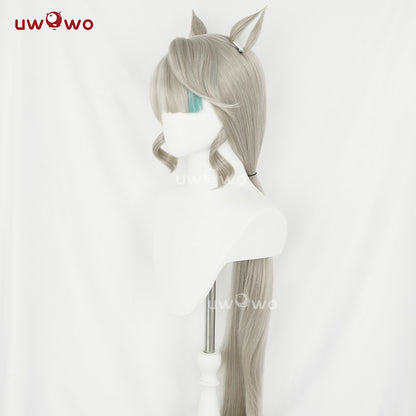 Uwowo Game Genshin Impact Fontaine Lynette Cosplay Wig Silver Highlighted Long Hair With Ears