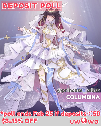 Uwowo Deposit Poll - Genshin Impact Fanart Columbina Bride Oath Cosplay Costume