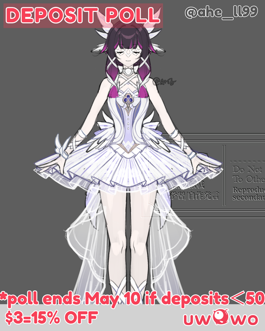Uwowo Deposit Poll - Genshin Impact Columbina Ballet Fanart White Swan Cosplay Costume