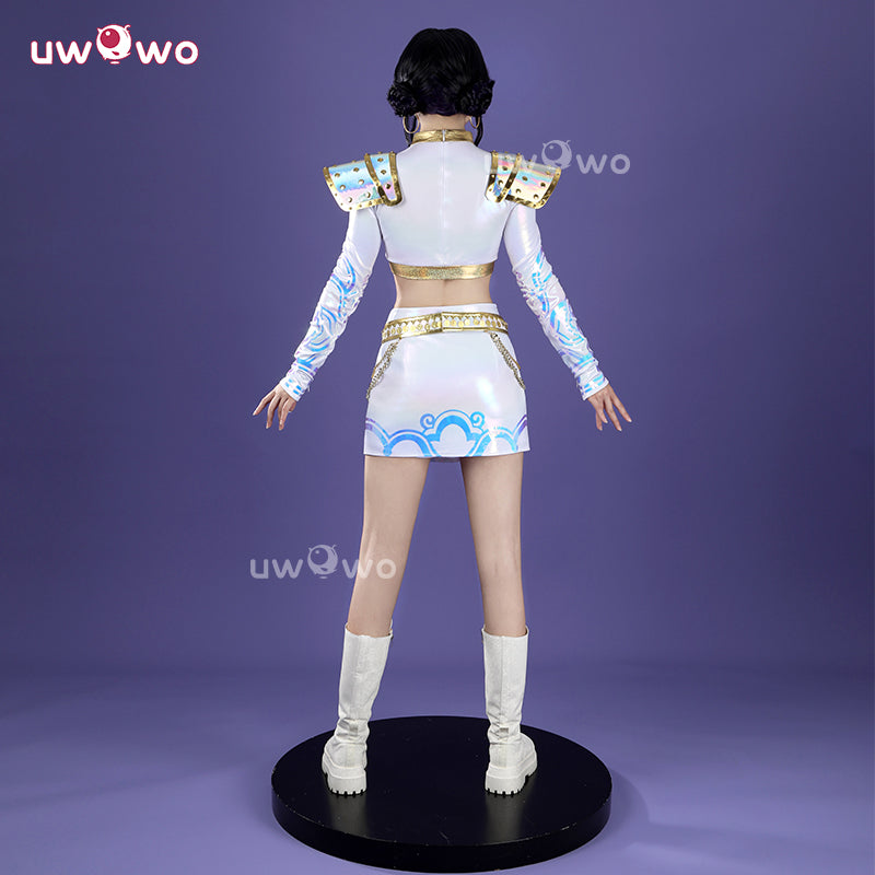 Uwowo Collab Series: Kpop  Zoey White Holographic Performance Cosplay Costume XS-3XL