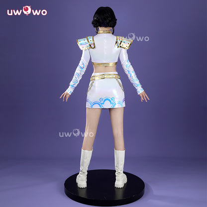 Uwowo Collab Series: Kpop White Holographic Performance Cosplay Costume XS-3XL