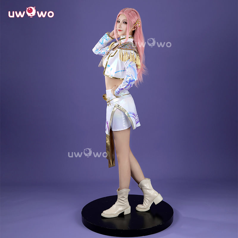 Uwowo Collab Series: Kpop Mira White Holographic Performance Cosplay Costume XS-3XL