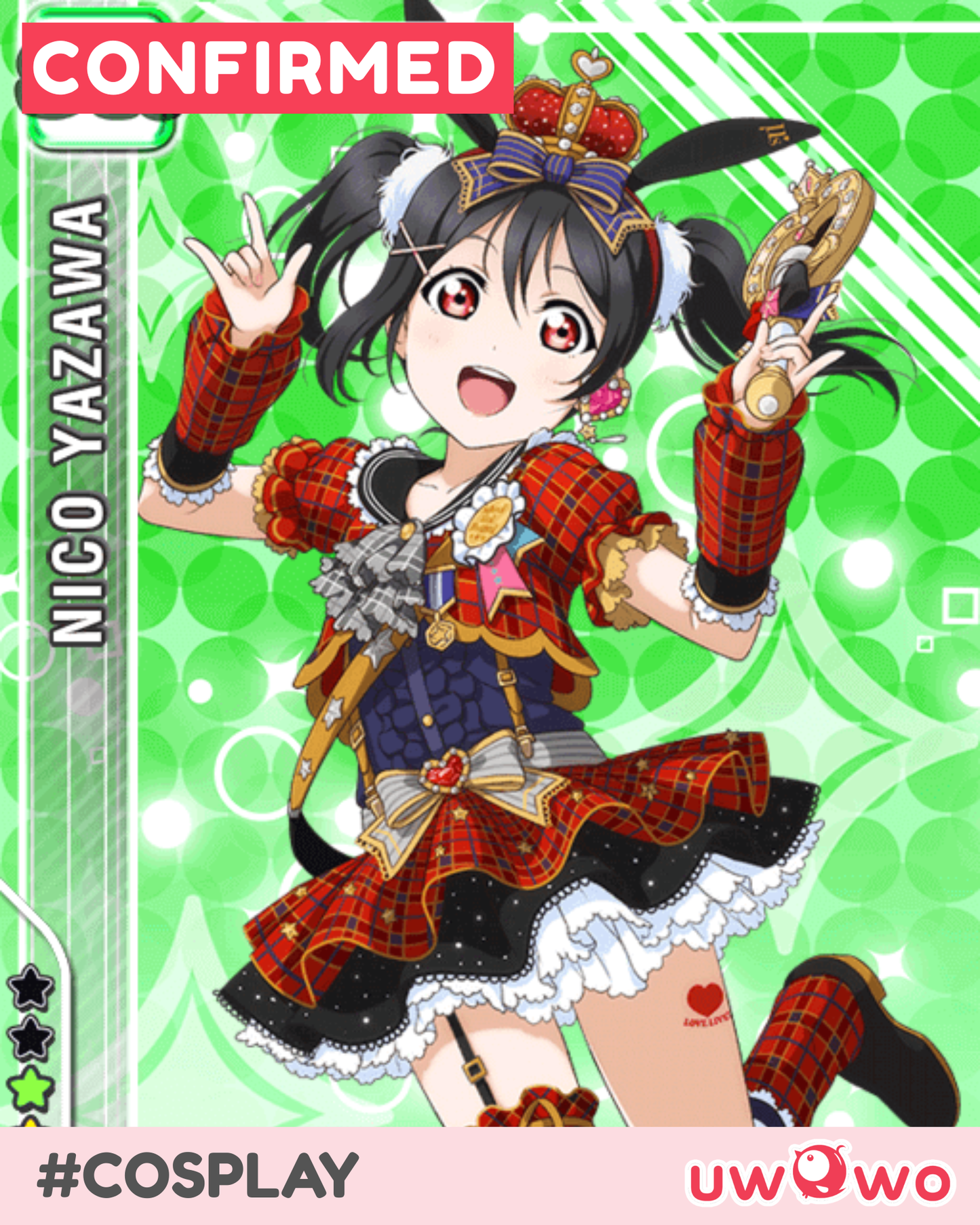 CONFIRMED Uwowo Love Live! LoveLive Nico Yazawa Idol ver. Cosplay Costume S-3XL