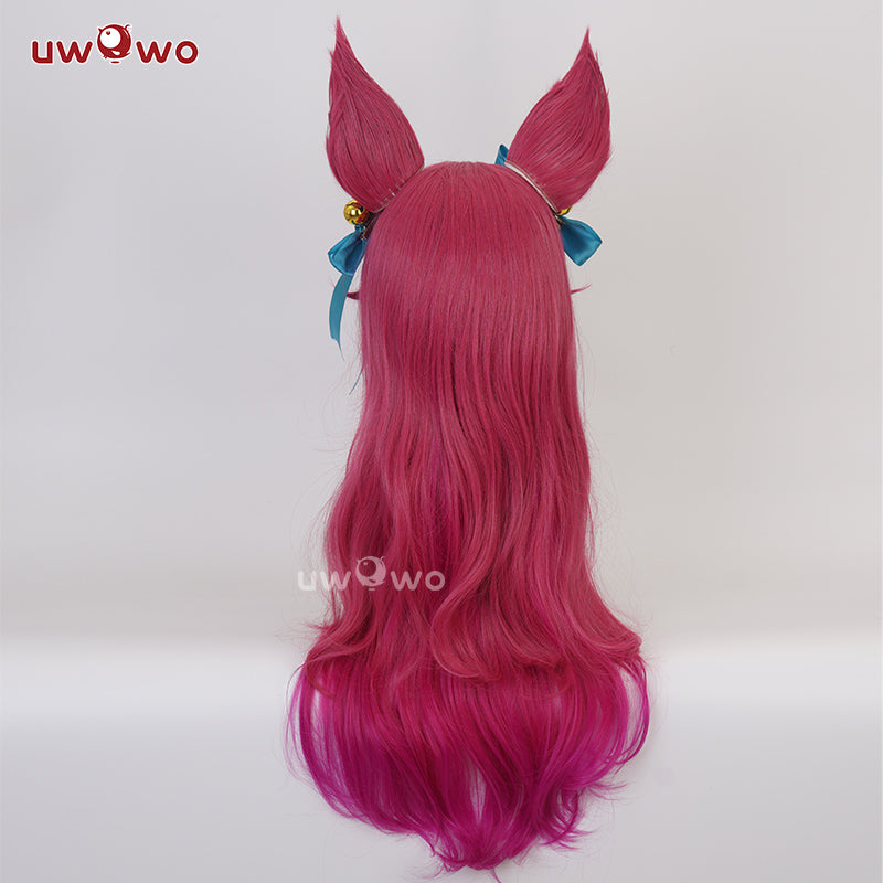 Uwowo League of Legends LOL Spirit Blossom Ahri Fox Cosplay Wig With Ears Long Hair