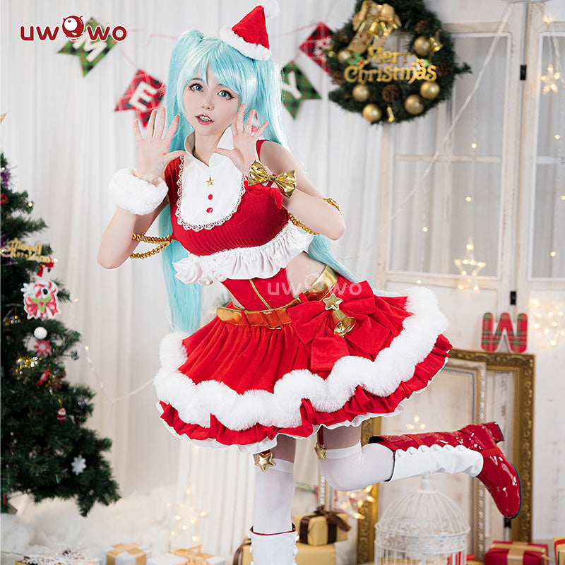 【Pre-sale】Uwowo Vocaloid Hatsune Miku Christmas 2023 Cosplay Costume Red Dress