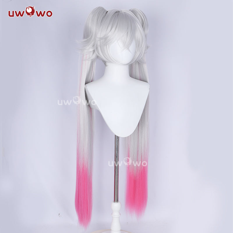 Uwowo Game Fate/Grand Order FG Lilith Wig Long Grey And Pink Color