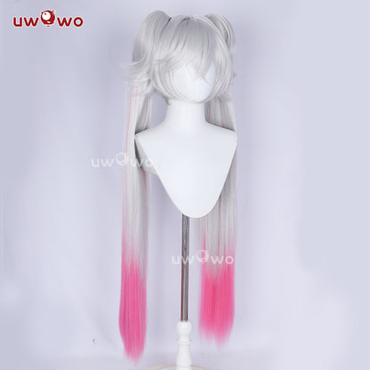 Uwowo Game Fate/Grand Order FG Lilith Wig Long Grey And Pink Color