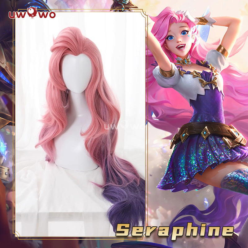 【Pre-sale】Uwowo Game LOL League of Legends Singer Seraphine Cosplay Wig Pink Long Hair