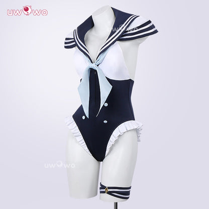 Uwowo Collab Series: Anime My Dress-Up Darling Marin Kitagawa Summer Sailor Swimsuit Cosplay Costume S-2XL
