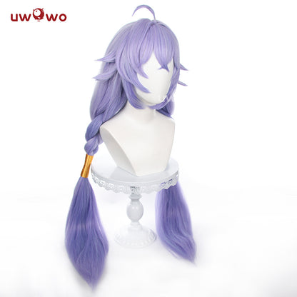 Uwowo Honkai Star Rail Cosplay Wig Bailu Dragon Wig Long Blue Hair (With Horns And Hair Rings)