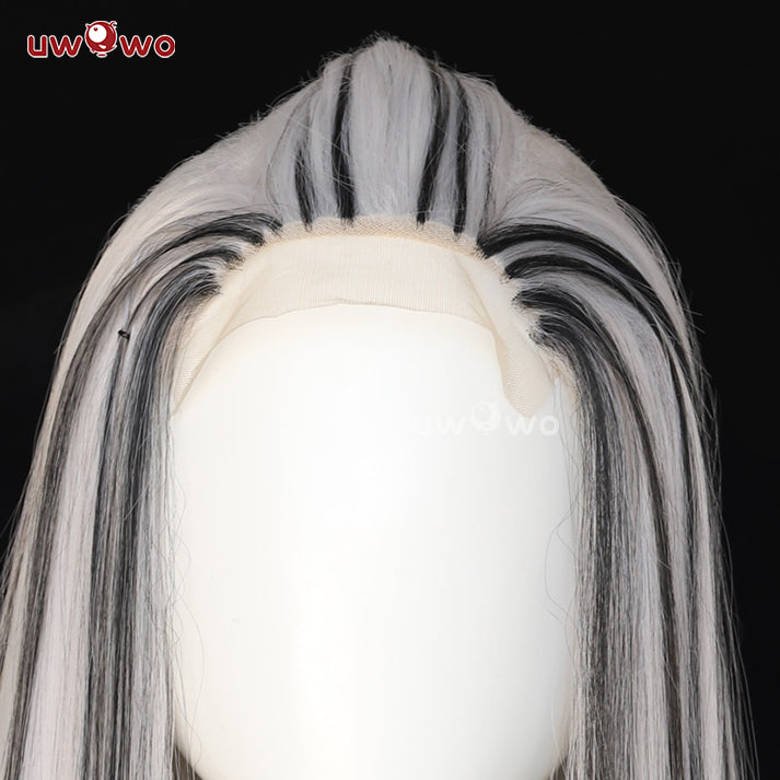 Uwowo Cosplay Wig Frankie Cosplay Wig Black Silver Long Hair