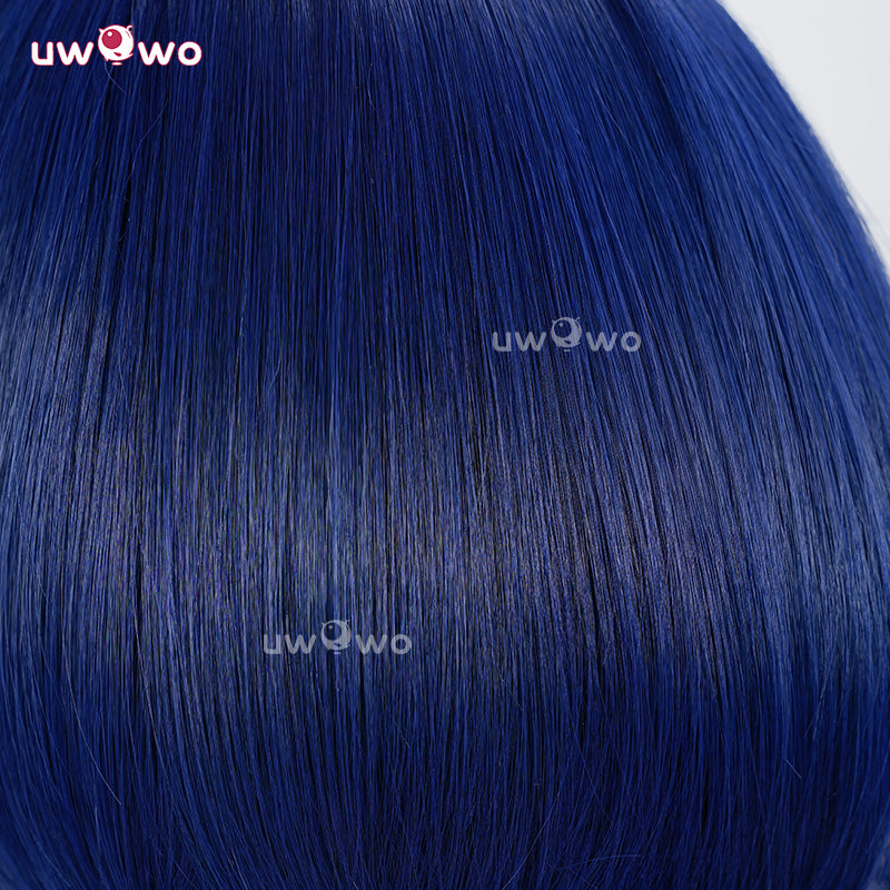 【Pre-sale】Uwowo Genshin Impact Xiangling New Year's Cheer outfit Cosplay Wig Middle Blue Hair