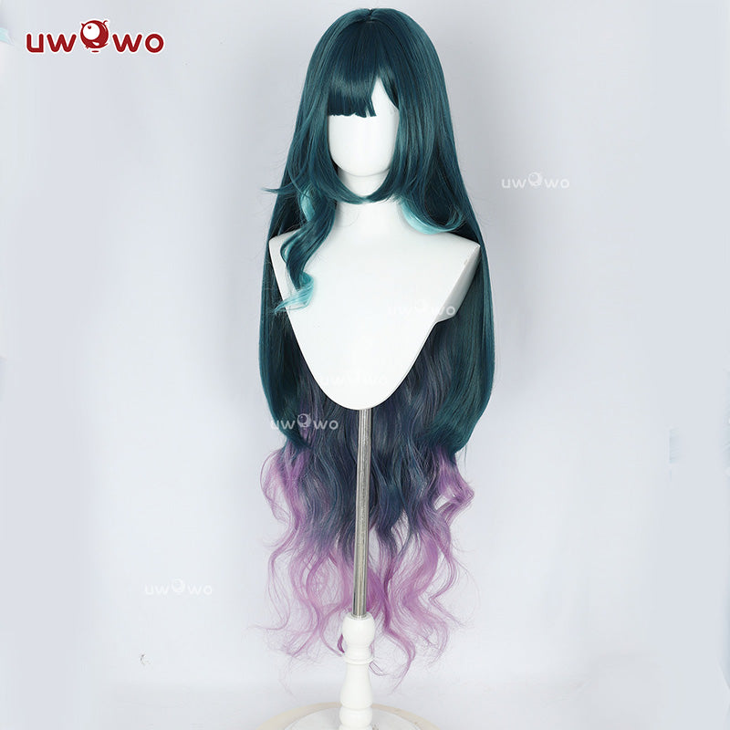 Uwowo Genshin Impact Snezhnaya Vodyanitsa Cosplay Wig Long Dark Green Hair