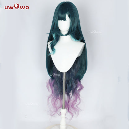 Uwowo Genshin Impact Snezhnaya Vodyanitsa Cosplay Wig Long Dark Green Hair