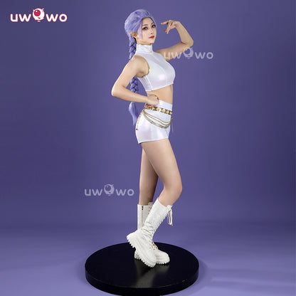 Uwowo Collab Series: Kpop White Holographic Performance Costume XS-3XL